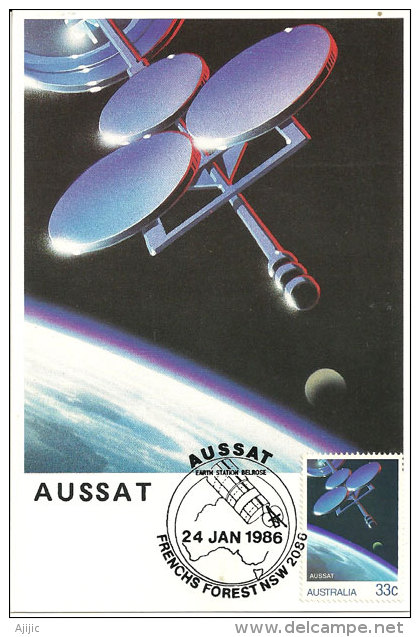 Australie. Satellite AUSSAT En Orbite, Une Belle Carte-maximum D'Australie 1986 - Oceania