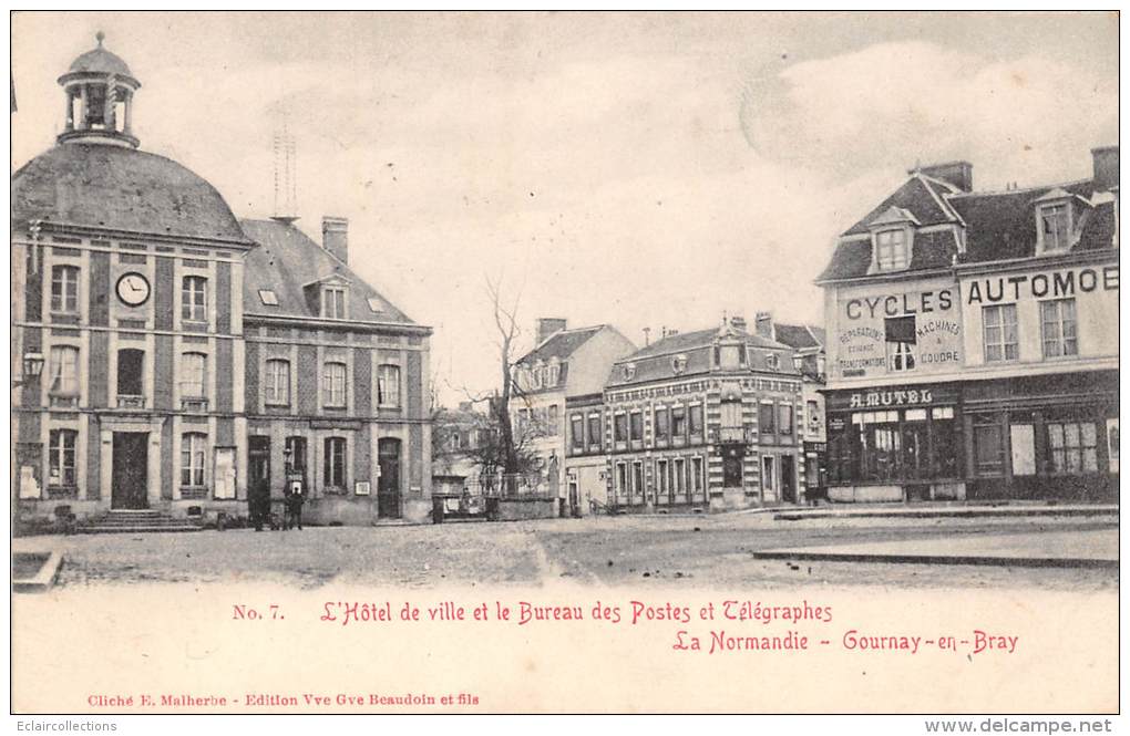 Gournay En Bray     76   Hôtel De Ville Poste Et Commerces - Gournay-en-Bray