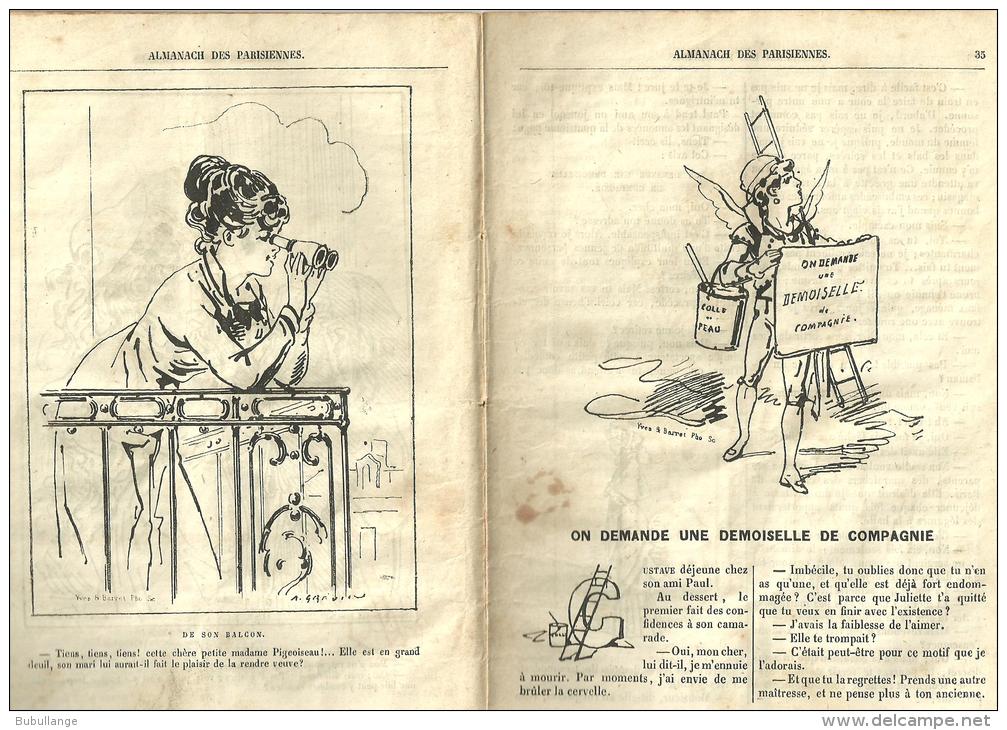 Almanach Des Parisiennes Par Grévin 1878, Calendrier,publicités,dessins Humoristiques, 50 Pages, DIM: 21cm X 14.5c - Autres & Non Classés