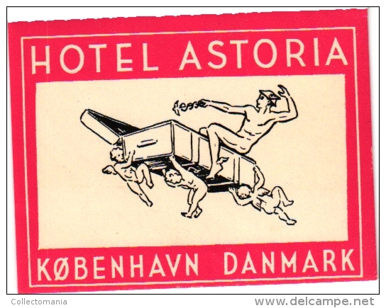 HOTEL LABELS  DANMARK   5 P Kobenhaven  Astoria  Richmond  Imperial SORO  Bornholm  Etiquettes De Bagage - Lugage Label - Hotelaufkleber