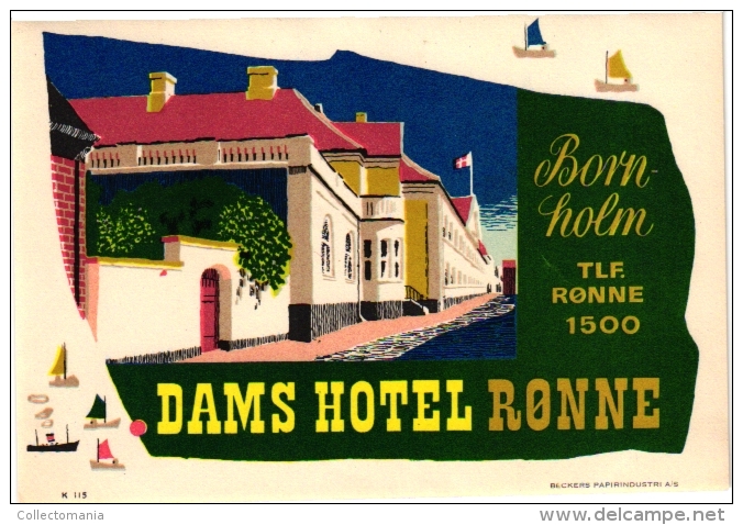 HOTEL LABELS  DANMARK   5 P Kobenhaven  Astoria  Richmond  Imperial SORO  Bornholm  Etiquettes De Bagage - Lugage Label - Hotel Labels