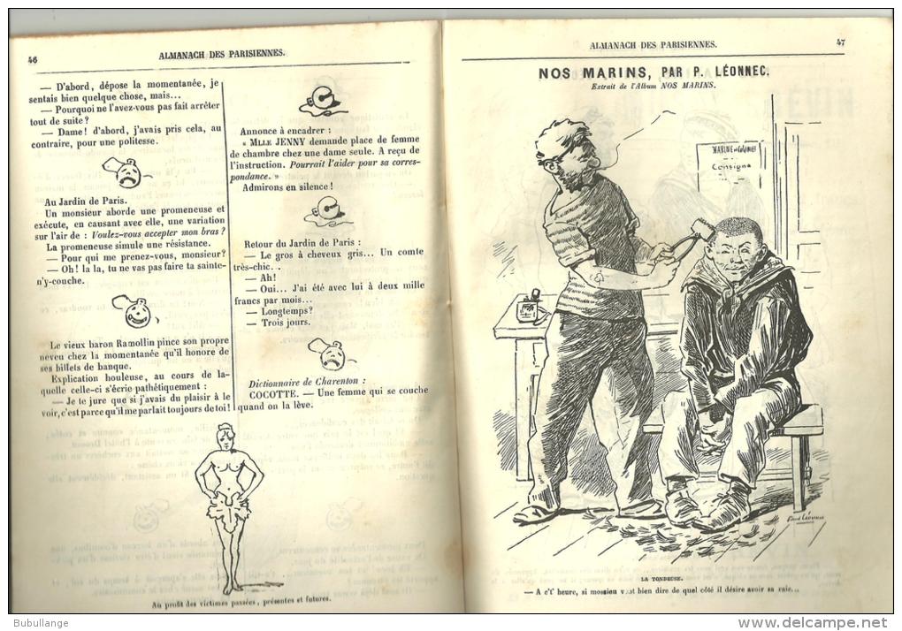 Almanach Des Parisiennes Par Grévin 1888, Calendrier,publicités,dessins Humoristiques, 50 Pages, DIM: 21cm X 14.5c - Autres & Non Classés