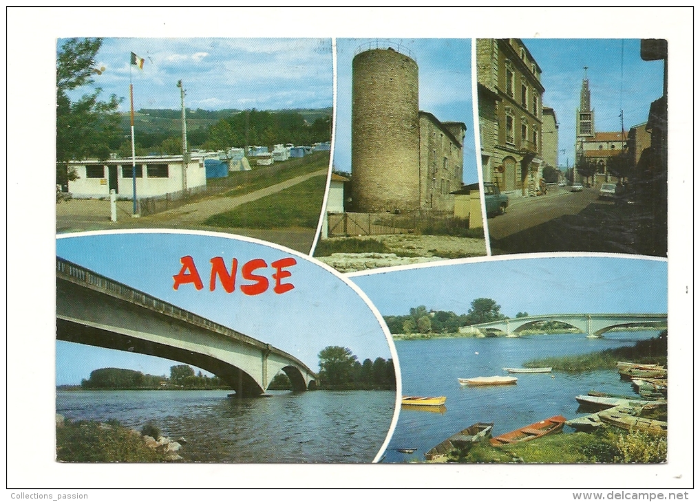 Cp, 69, Anse,et La Vallée De La Saône, Multi-Vues, Voyagée 1987 - Anse
