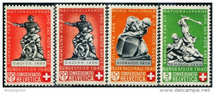 SW0008 Switzerland 1940 Battle Monument 4v MLH - Unused Stamps