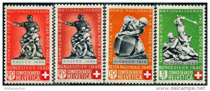 SW0008 Switzerland 1940 Battle Monument 4v MLH - Ungebraucht