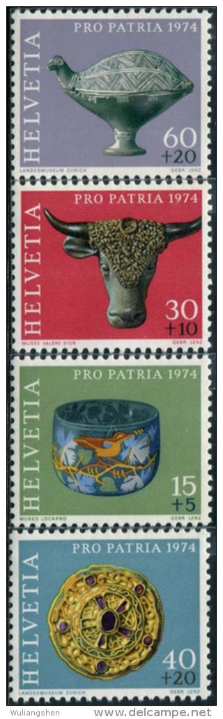 SW0055 Switzerland 1974 Archeology 4v MNH - Unused Stamps