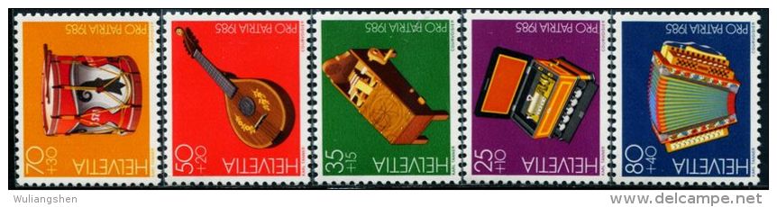 SW0066 Switzerland 1985 Musical Instruments 5v MNH - Nuevos