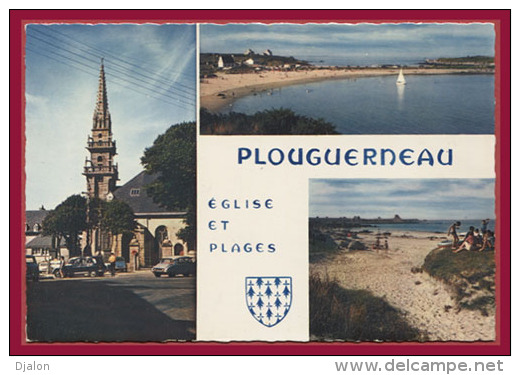 PLOUGUERNEAU. Multivues. - Église Et Plages. (C.P.S.M. - Grand Format - Voir Description.) - Plouguerneau