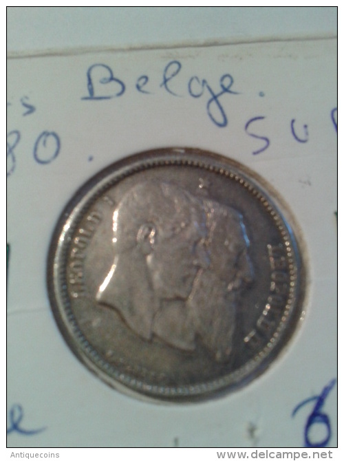 1 FRANC BELGE     "1880"    (EN SUP) - 1 Franc
