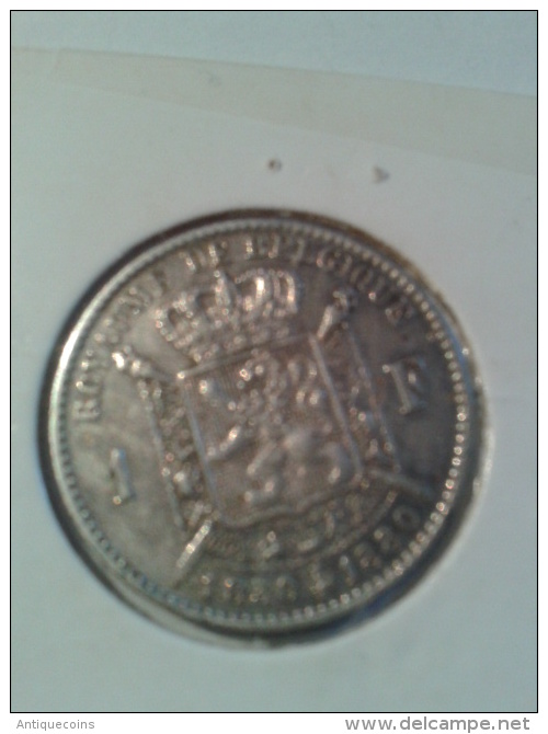 1 FRANC BELGE     "1880"    (EN SUP) - 1 Franc