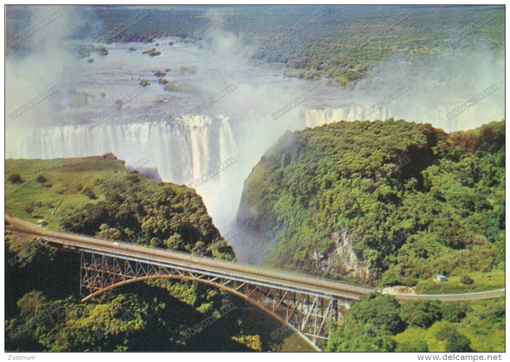 Close Up Of Bridge And Armchair From The Air / Victoria Falls , Zimbabwe - , Old  Photo Postcard - Zimbabwe