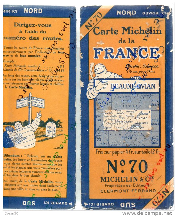 CARTE GEOGRAPHIQUE Michelin - N° 70 BEAUNE - EVIAN N° 2740-23 - Roadmaps