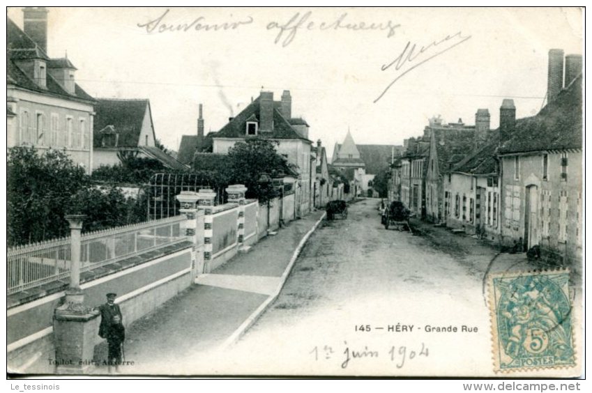 HERY (89) - Grande Rue Avec Attelage - Hery