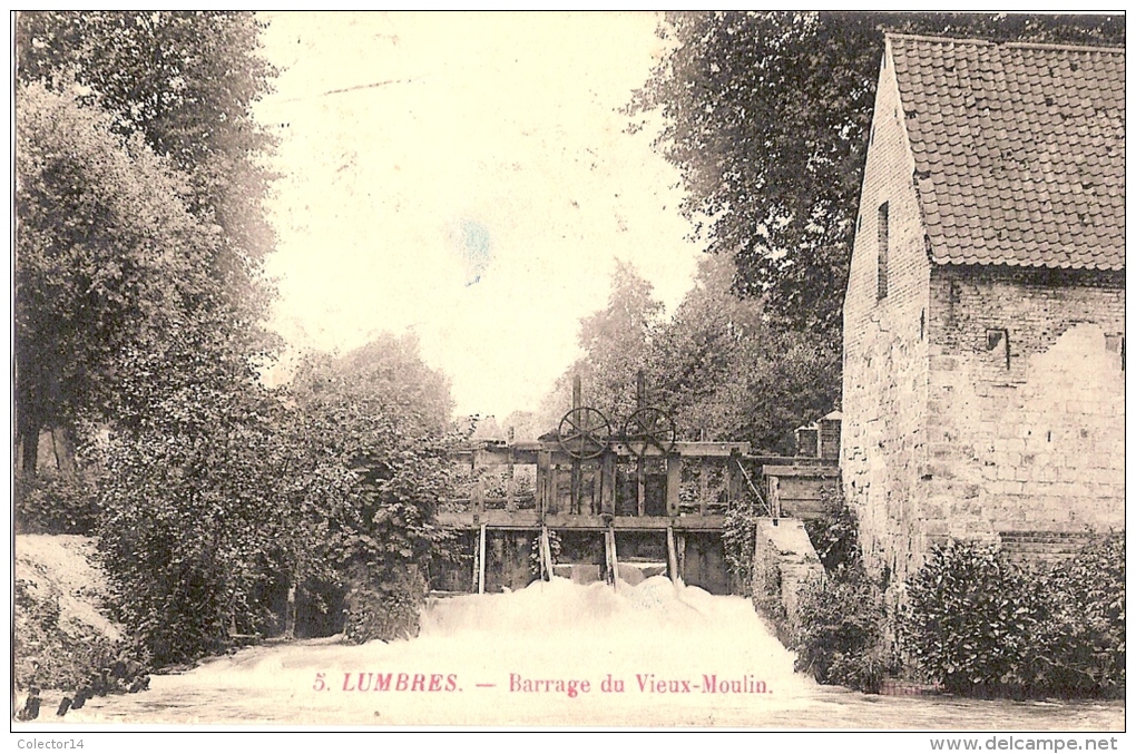 62 LUMBRES  BARRAGE DU VIEUX MOULIN 1908 - Lumbres