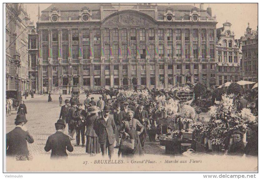 BELGIQUE BRUXELLES GRAND'PLACE MARCHE AUX FLEURS BELLE CARTE ANIMEE RARE - Märkte