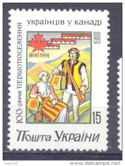 1992. Ukraine, 100y Of Ukrainians Peoples In Canada, 1v, Mint/** - Ukraine