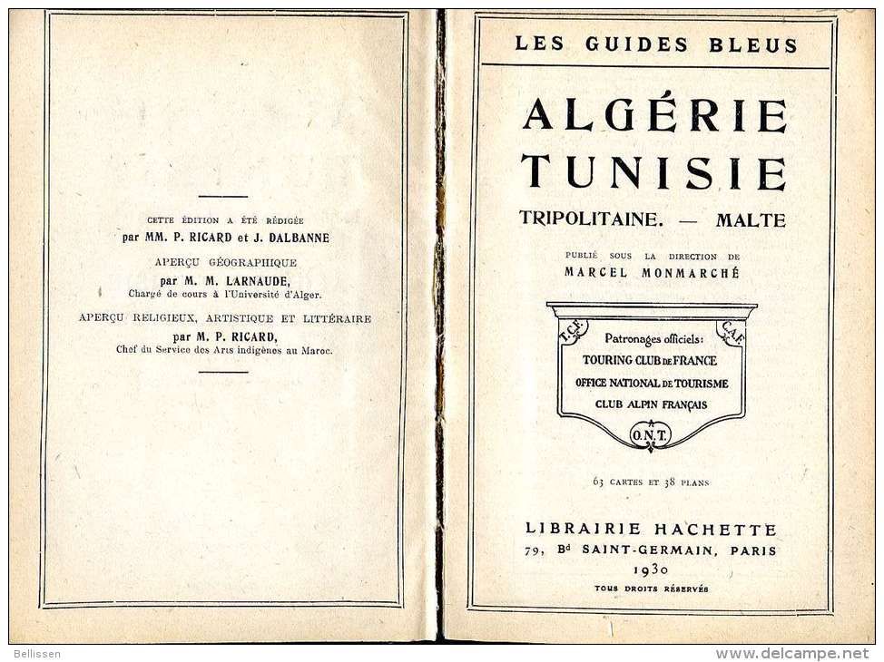 Guide Bleu Algérie-Tunisie, Ed. Hachette, 1930 - Géographie