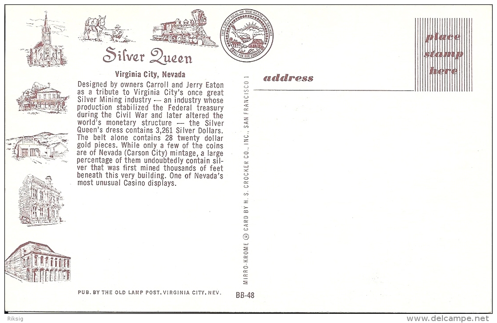 Silver Queen  -  Virginia City  Nevada.  S-306 - Autres & Non Classés