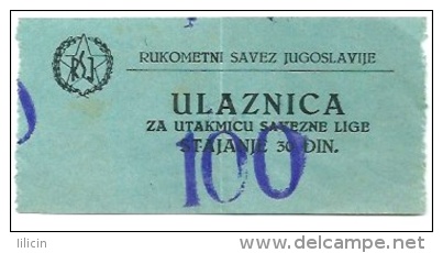 Sport Match Ticket UL000175 - Handball Federation Yugoslavia - Tickets D'entrée
