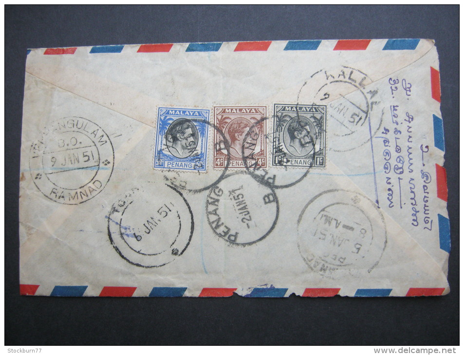 1951, Cover To  India - Malaya (British Military Administration)