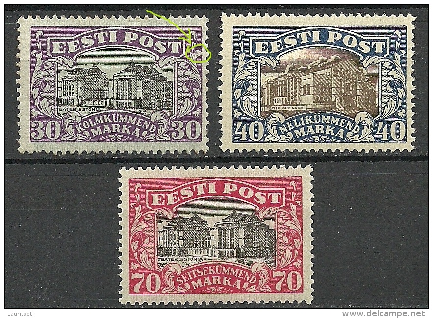 Estland Estonia Estonie 1924/27 Theater Michel 55, 56 & 62 MNH + PRINTING ERROR - Estland