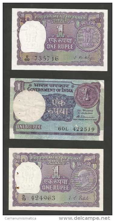 [NC] INDIA - 1 RUPEE - LOT OF 3 DIFFERENT BANKNOTES - Inde