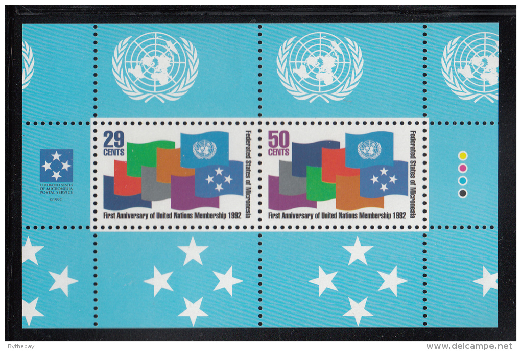 Micronesia MNH Scott #153a Souvenir Sheet Of 2 Flags - 1st Anniversary Of Admission To UN - Micronesië