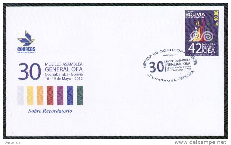 Bolivia CEFIBOL 2140 Se ** FDC. 30o. MODELO ASAMBLEA GENERAL OEA. Cochabamba - Bolivia