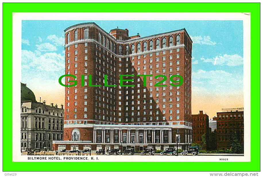 PROVIDENCE, RI - BILTMORE HOTEL - ANIMATED  WITH OLD CARS - C.T. AMERICAN ART COLORED  - - Providence