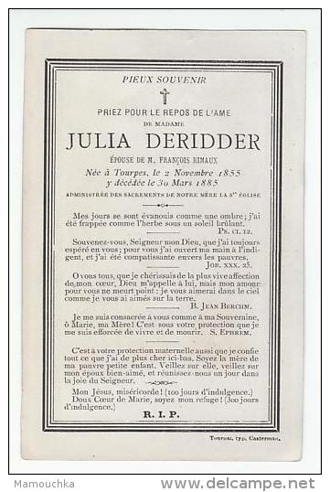 Décès Julia DERIDDER épouse François Rimaux Tourpes 1855 - 1885 (Stabat Mater) - Imágenes Religiosas