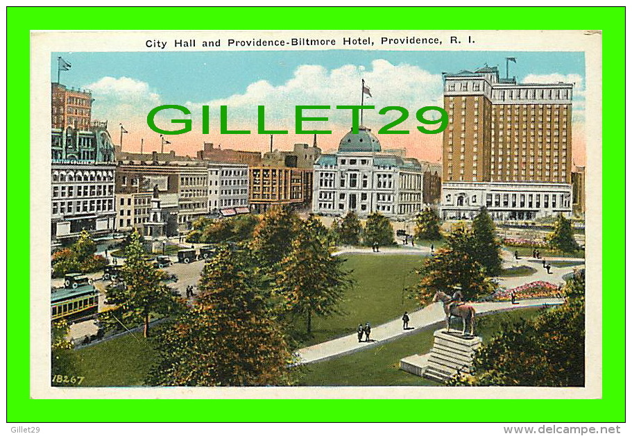 PROVIDENCE, RI - CITY HALL & PROVIDENCE-BILTMORE HOTEL - ANIMATED - PUB. BY BERGER BROS - - Providence