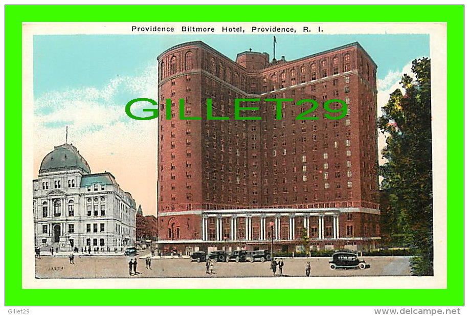 PROVIDENCE, RI - PROVIDENCE BILTMORE HOTEL - ANIMATED WITH OLD CARS  - PUB. BY BERGER BROS - - Providence