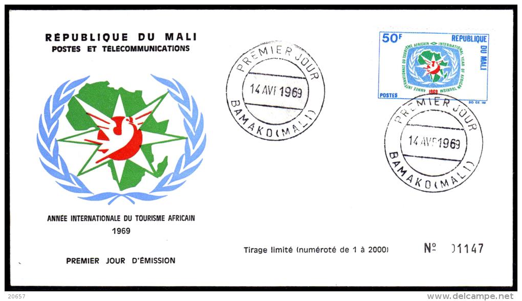 Mali 0115 Fdc Tourisme , Colombe , Carte D’Afrique - Otros & Sin Clasificación