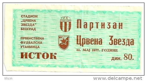 Sport Match Ticket UL000206 - Football (Soccer): Partizan Vs Crvena Zvezda (Red Star) Belgrade 1977-05-22 - Match Tickets