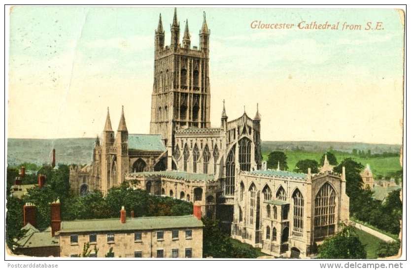 Gloucester Cathedral From S. E. - & Church - Gloucester