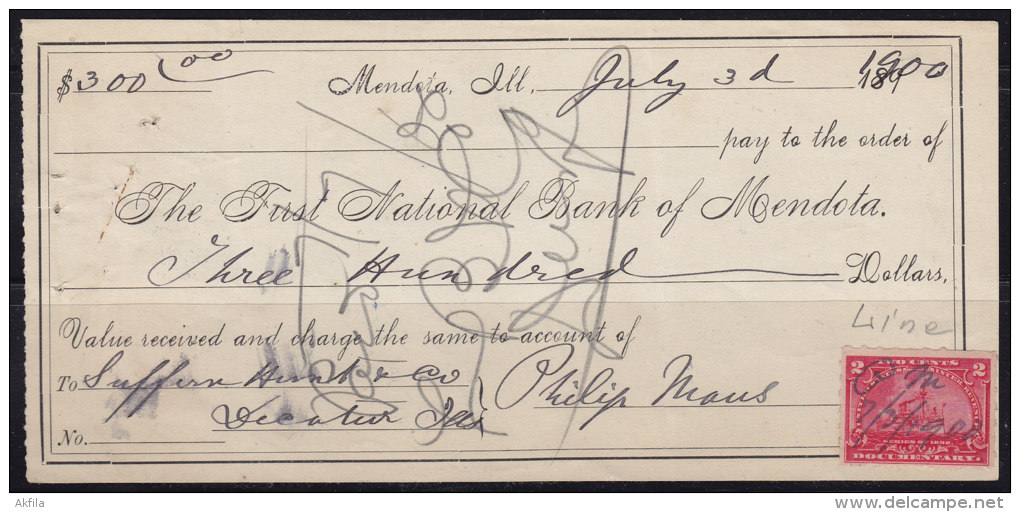 United States (USA) 1900 Check - Autres & Non Classés