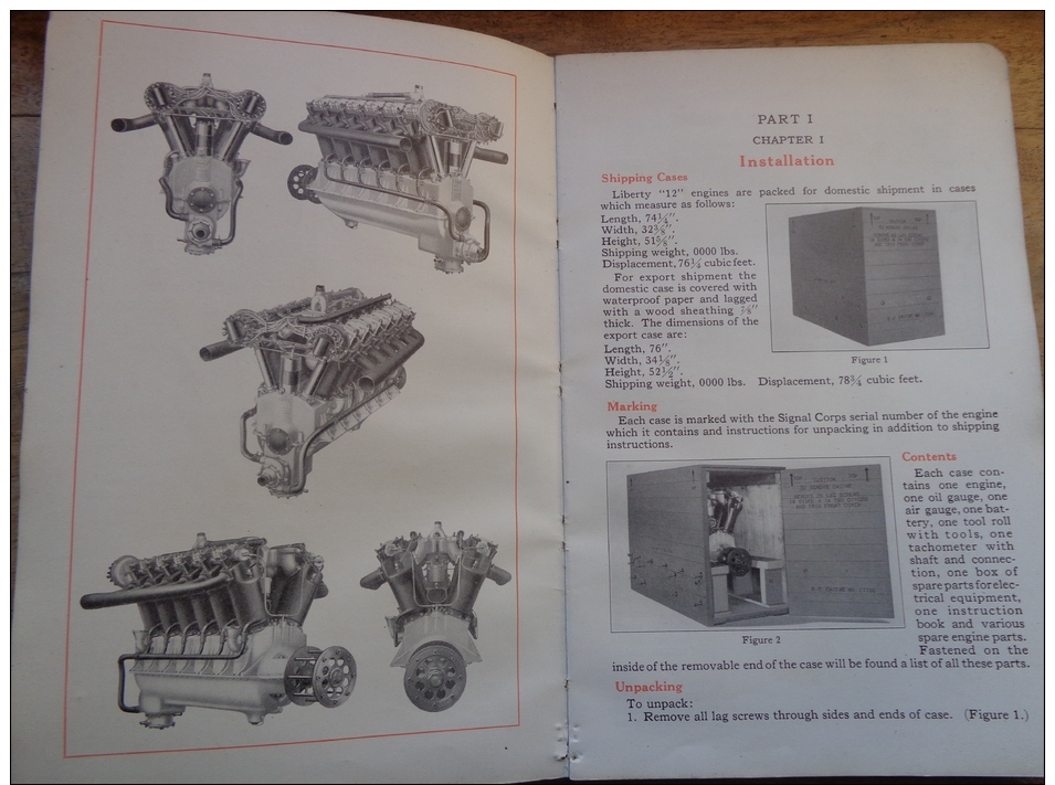 Liberty Twelve Aircraft Engine Equipement Division Signal Corps USA 1918 Avion, Chars Moteur - Unclassified