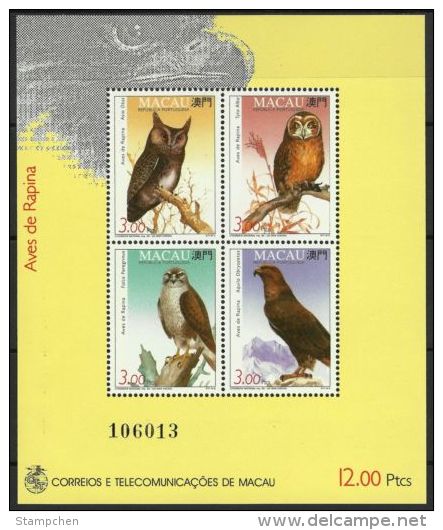 1993 Macau/Macao Stamps S/s-Owls Birds Of Prey Owl Bird Tree Mount - Neufs