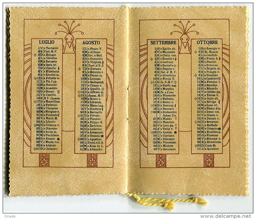 CALENDARIETTO IL BACIO ANNO 1927 CALENDRIER