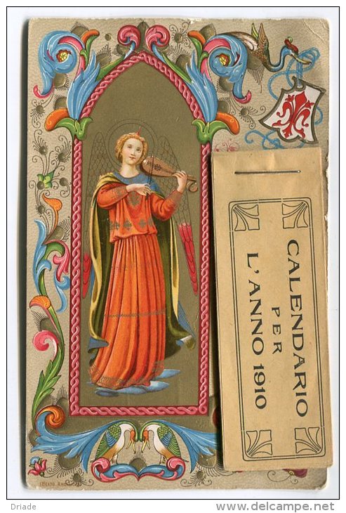 CARTOLINA CON CALENDARIO BEATO ANGELICO ANNO 1910 CALENDRIER - Formato Piccolo : 1901-20