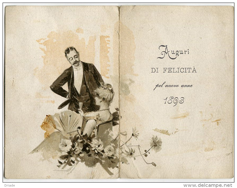 CALENDARIETTO AUGURI DI FELICITà ANNO 1896 COPPIE CALENDRIER - Klein Formaat: ...-1900