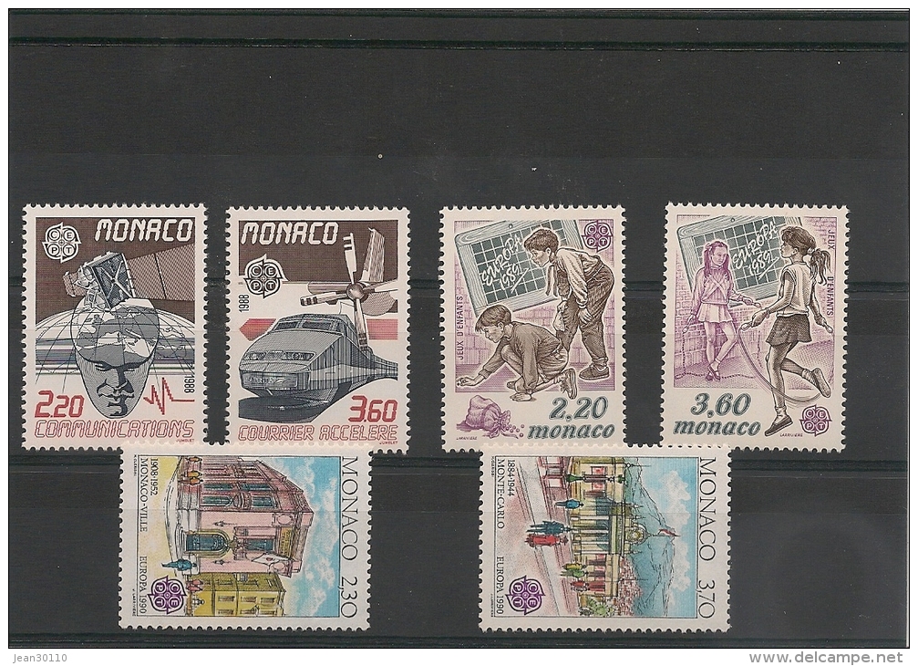 MONACO  Années 1988/90 EUROPA  N°Y/T: 1626/27-1686/87-1724/25 ** - Used Stamps