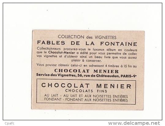 chromos collection des vignettes : fables de la fontaine : chocolat Menier Paris 9 ième