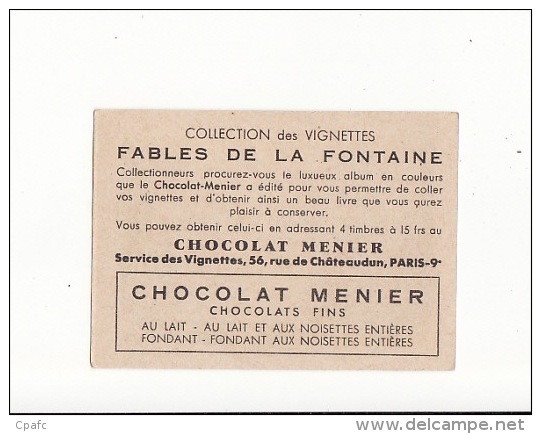 chromos collection des vignettes : fables de la fontaine : chocolat Menier Paris 9 ième