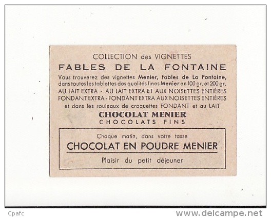 chromos collection des vignettes : fables de la fontaine : chocolat Menier Paris 9 ième