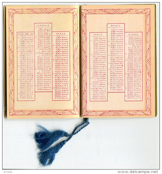 CALENDARIETTO LE MADDALENE AUGURI DI BUON ANNO NAPOLI ANNO 1939 CALENDRIER - Petit Format : 1921-40