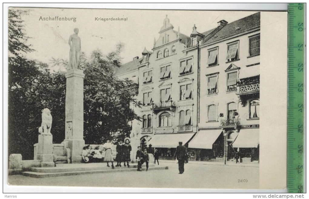 Aschaffenburg – Kriegerdenkmal, Verlag: Reinicke & Rubin, Magdeburg. Postkarte Mit Frankatur, Mit Stempel  ASCHAFFENBURG - Aschaffenburg