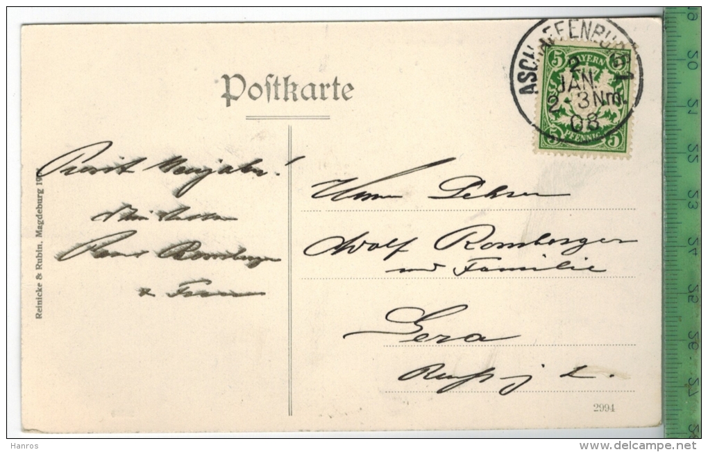 Aschaffenburg – Kriegerdenkmal, Verlag: Reinicke & Rubin, Magdeburg. Postkarte Mit Frankatur, Mit Stempel  ASCHAFFENBURG - Aschaffenburg