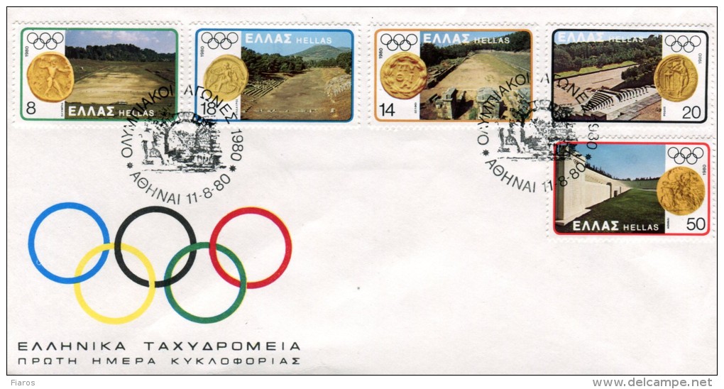 Greece- Greek First Day Cover FDC- "Moscow Olympic Games" Issue -11.8.1980 - FDC