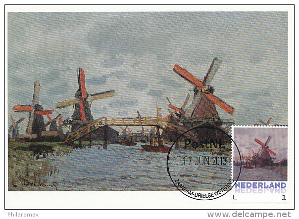 D14627 CARTE MAXIMUM CARD 2013 NETHERLANDS - CLAUDE MONET - MILLS AND BRIDGE AT ZAANDAM !! PLEASE READ !! - Impressionisme